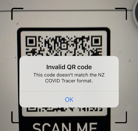 Invalid QR Code Error