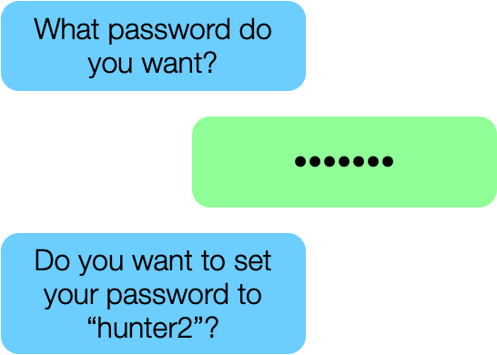 Chatbot repeating password back for confirmation